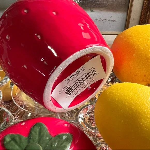 NEW! Transpac Ceramic Red Spring Strawberry 🍓 Covered Sugar Honey Jar - Picture 6 of 7